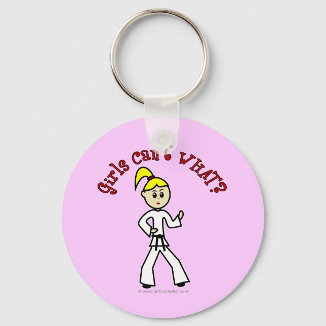 Blonde Karate Girl Key Ring (Front)