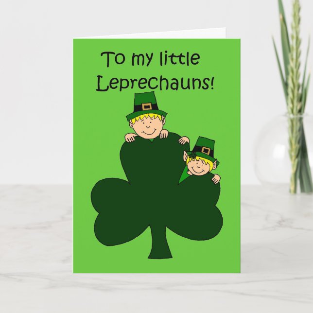 blonde kids with shamrock on green card (Front)