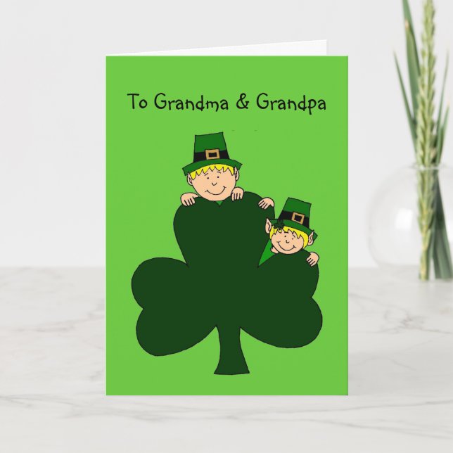 blonde kids with shamrocks on green card (Front)