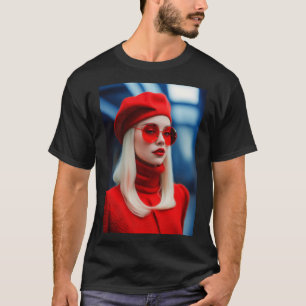 Blonde Lady In Red T-Shirt