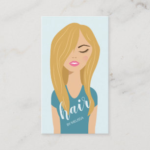 Blonde Long Hair Woman Hair Stylist Hairdresser Business Card