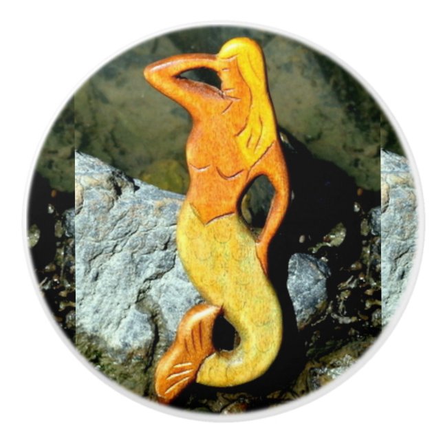 blonde lookout mermaid ceramic knob (Front)