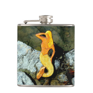blonde lookout mermaid hip flask
