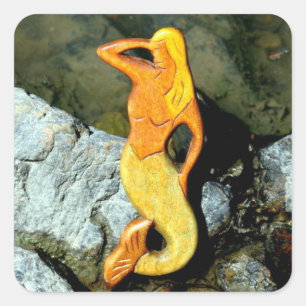 blonde lookout mermaid square sticker
