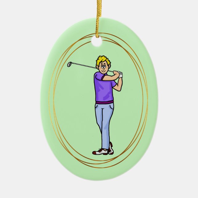 Blonde Male Golfer Personalised Ornament (Front)