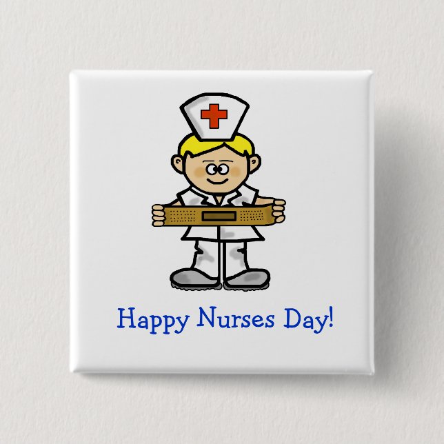 Blonde Male Nurse Button to Customise (Front)
