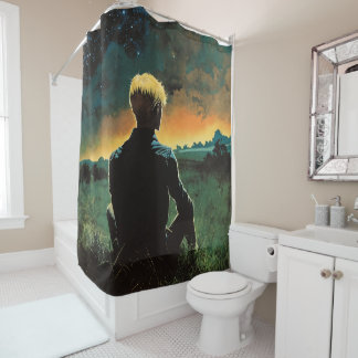 Blonde Man in Field | 70s Man in Field Shower Curtain