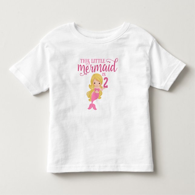 Blonde Mermaid 2nd Birthday Toddler T-Shirt (Front)