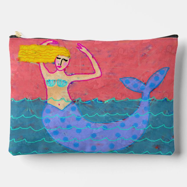 Blonde Mermaid Abstract Art Accessory Pouch (Front)