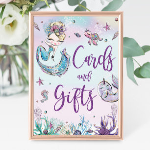 Blonde Mermaid Birthday Baby Shower Cards & Gifts  Poster