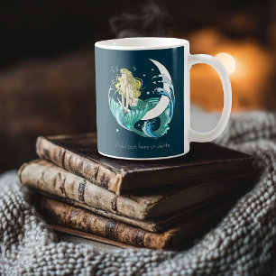Blonde Mermaid Crescent Moon Fantasy Art Deco Coffee Mug