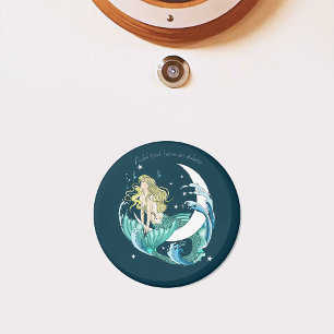 Blonde Mermaid Crescent Moon Fantasy Art Deco Magnet