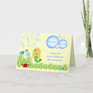 Blonde mermaid cute girl birthday party invitation