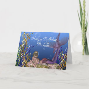 Blonde Mermaid Fantasy Customisable Birthday Card