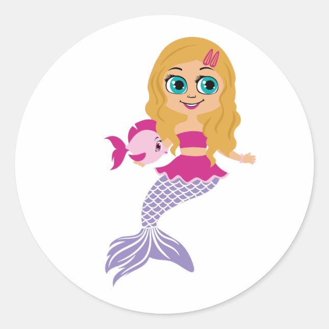 Blonde Mermaid Girl Sticker – Party Favour (Front)