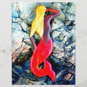 blonde mermaid in red