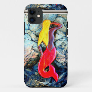 blonde mermaid in red iPhone 11 case