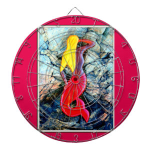 blonde mermaid in red dartboard