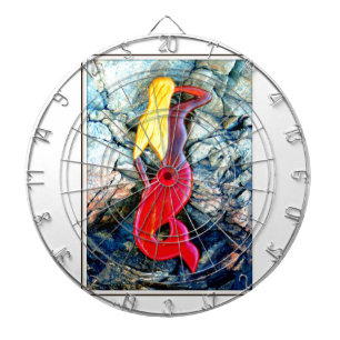 blonde mermaid in red dartboard