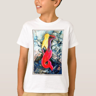 blonde mermaid in red T-Shirt