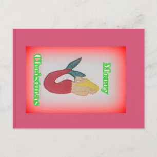 blonde mermaid merry christmas postcard