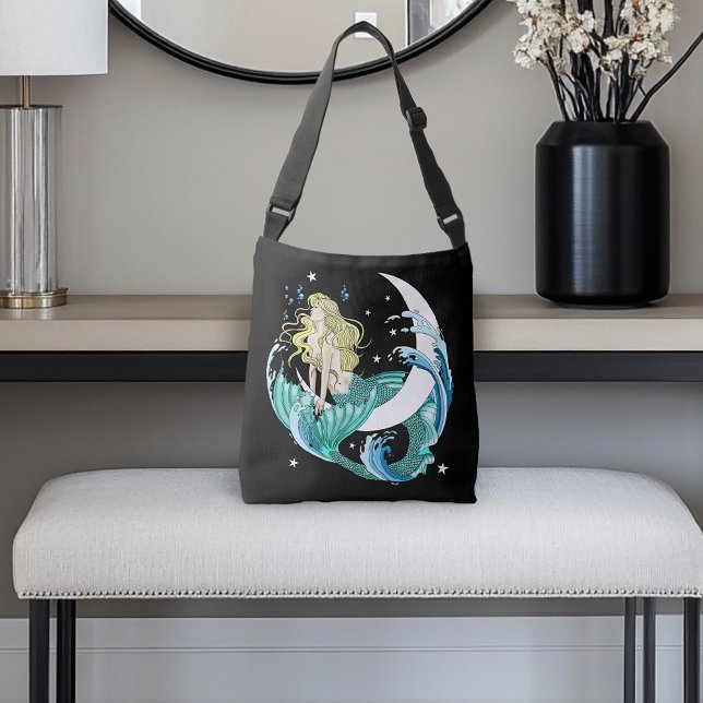 Blonde Mermaid Moon Fantasy Art Deco Crossbody Bag (Creator Uploaded)