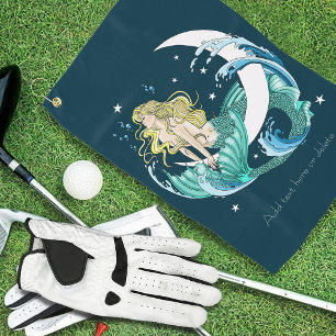Blonde Mermaid Moon Fantasy Art Deco Golf Towel