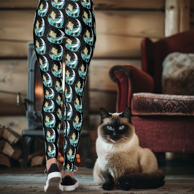 Blonde Mermaid Moon Fantasy Art Deco Leggings (Creator Uploaded)