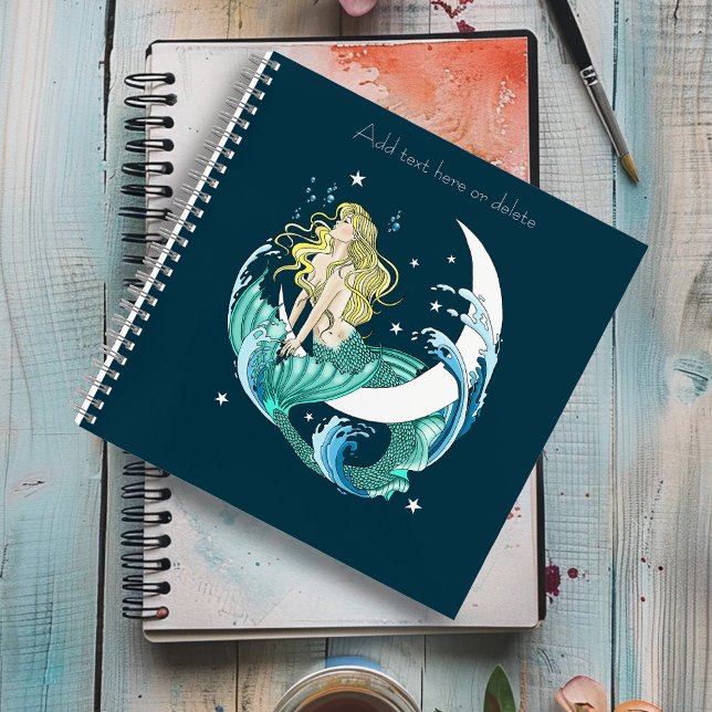 Blonde Mermaid Moon Fantasy Art Deco Notebook (Creator Uploaded)