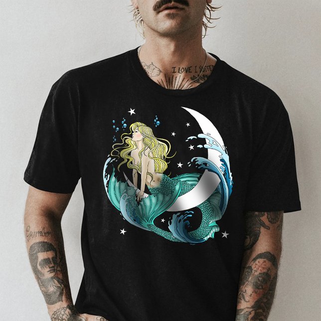 Blonde Mermaid Moon Fantasy Art Deco  T-Shirt (Creator Uploaded)