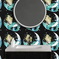 Blonde Mermaid Moon Fantasy Art Deco