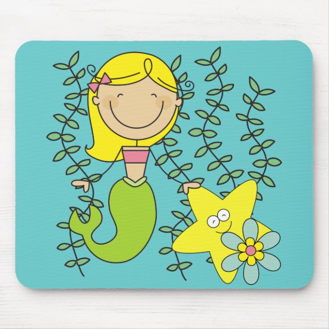 Blonde Mermaid Mouse Pad (Front)