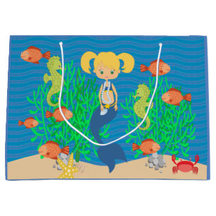 Blonde Mermaid Pool Party Large Gift Bag