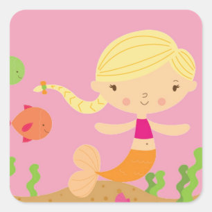 Blonde Mermaid Square Sticker