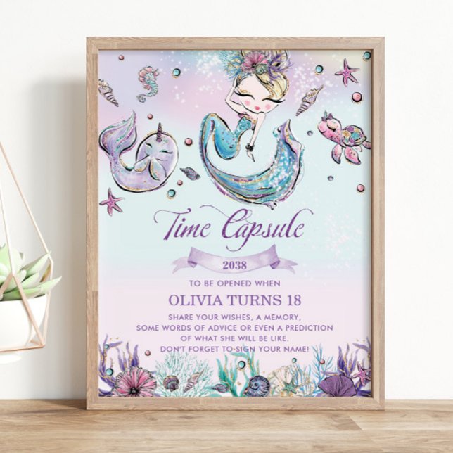 Blonde Mermaid Under the Sea Birthday Time Capsule Poster (Creator Uploaded)