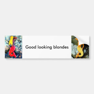 blonde mermaids looking bumper sticker