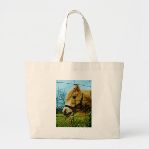 Blonde Miniature Pony / Horse Blue Sky Large Tote Bag