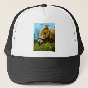 Blonde Miniature Pony / Horse Blue Sky Trucker Hat