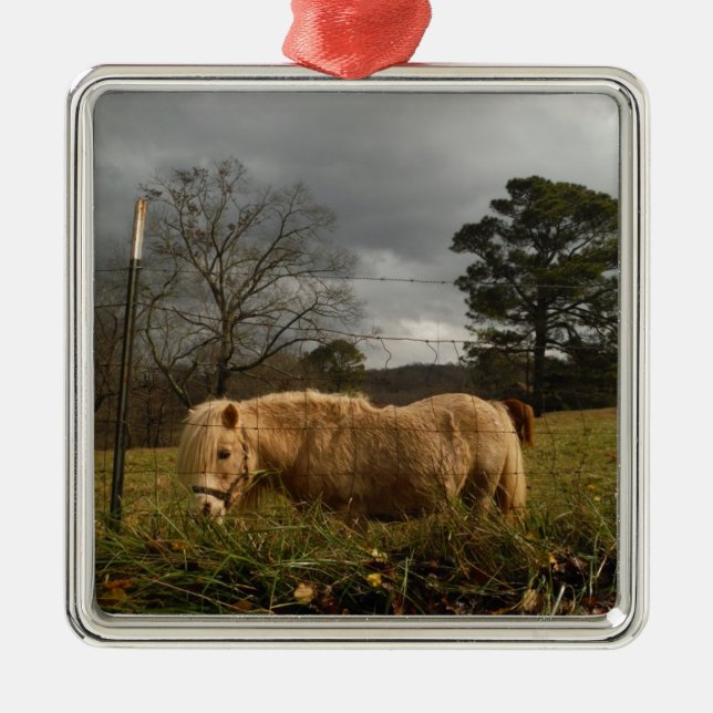 Blonde Miniature Pony / Horse Metal Ornament (Front)