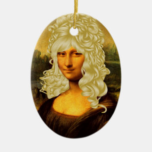 Blonde Mona Lisa Ceramic Ornament