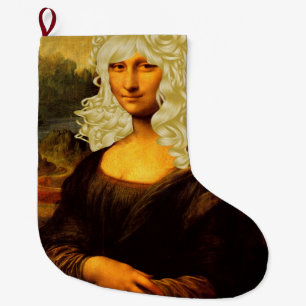 Blonde Mona Lisa Large Christmas Stocking