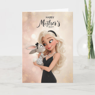 Blonde Mum Holding Cute Bunny Happy Mother’s Day Card