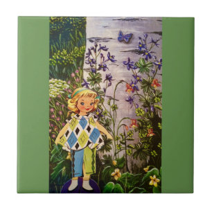 Blonde Nature Hiker Ceramic Tile