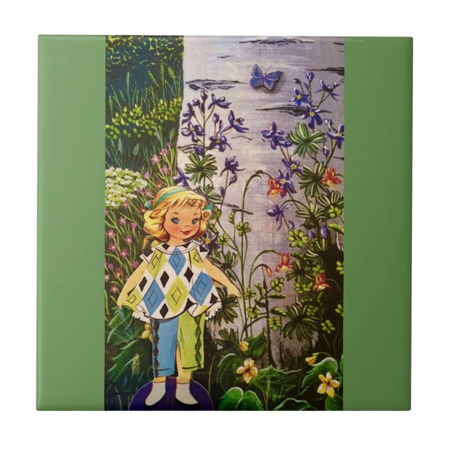 Blonde Nature Hiker Ceramic Tile (Front)