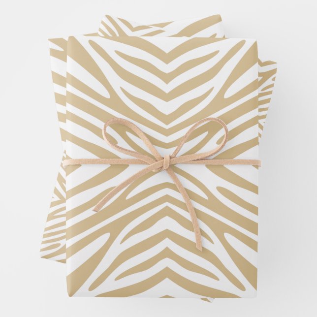 Blonde Neutral Zebra Wrapping Paper Sheet (In situ)