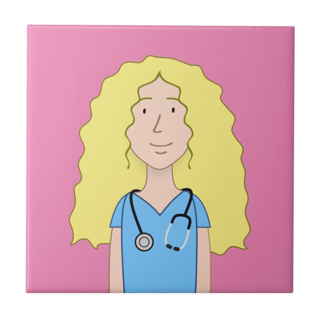 Blonde Nurse Ceramic Tile (Front)