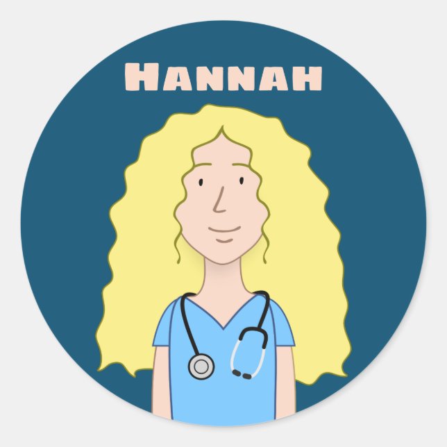 Blonde Nurse Classic Round Sticker (Front)