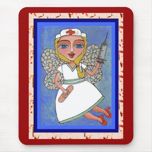 Blonde Nurse Fairy - RN LPN mousepad (Front)