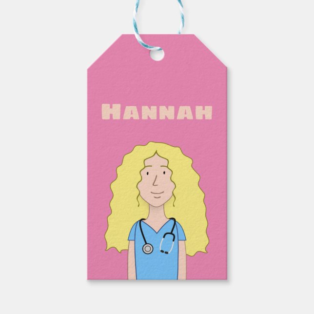 Blonde Nurse Gift Tags (Front)
