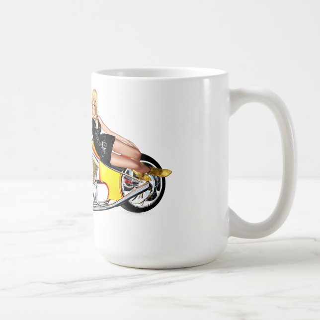 Blonde on a chopper coffee mug (Right)